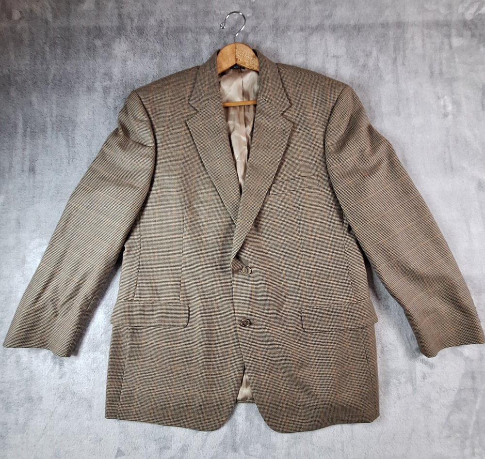 Brooks Brothers 346 Blazer Men's 44 Brown Hounds Tooth Lambs Wool Sports Coat